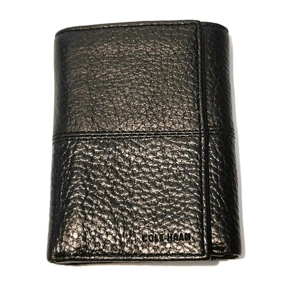 Cole Haan Men's Slim Pebbled Leather TrFold Wallet Chocolate Tri-Fold - Picture 1 of 11